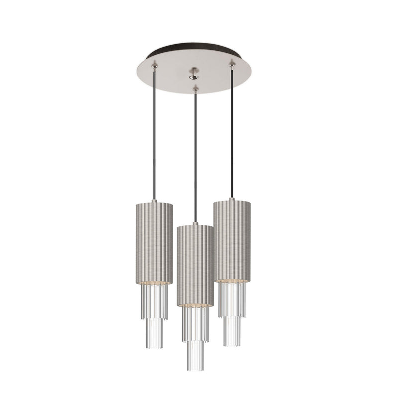 Alora MP502204BNCR-03 LED Pendant, Brushed Nickel/Clear Ribbed Glass