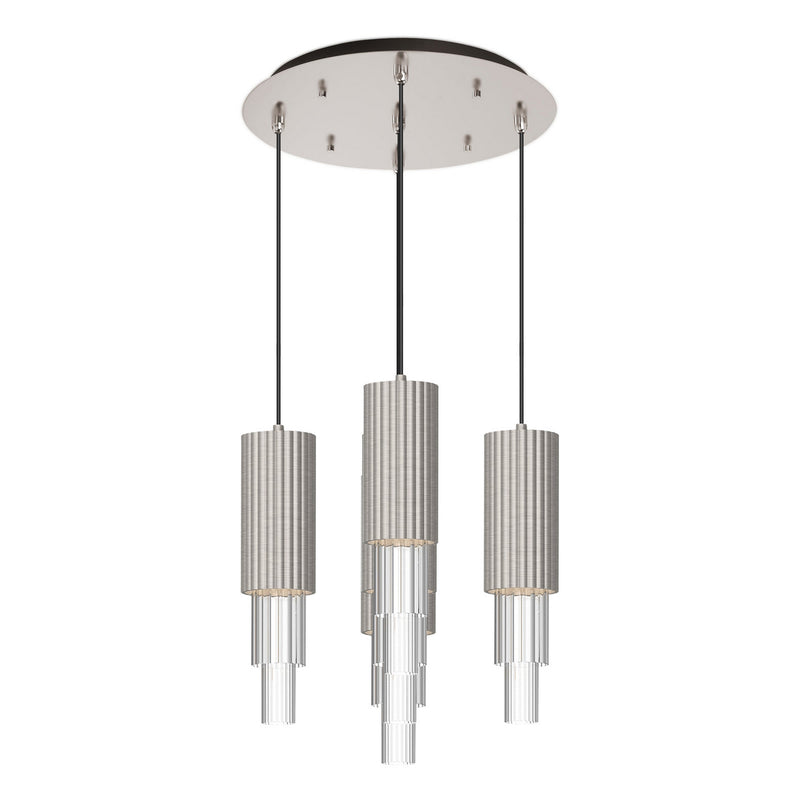 Alora MP502204BNCR-05 LED Pendant, Brushed Nickel/Clear Ribbed Glass