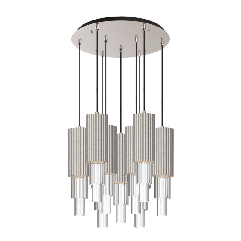 Alora MP502204BNCR-09 LED Pendant, Brushed Nickel/Clear Ribbed Glass