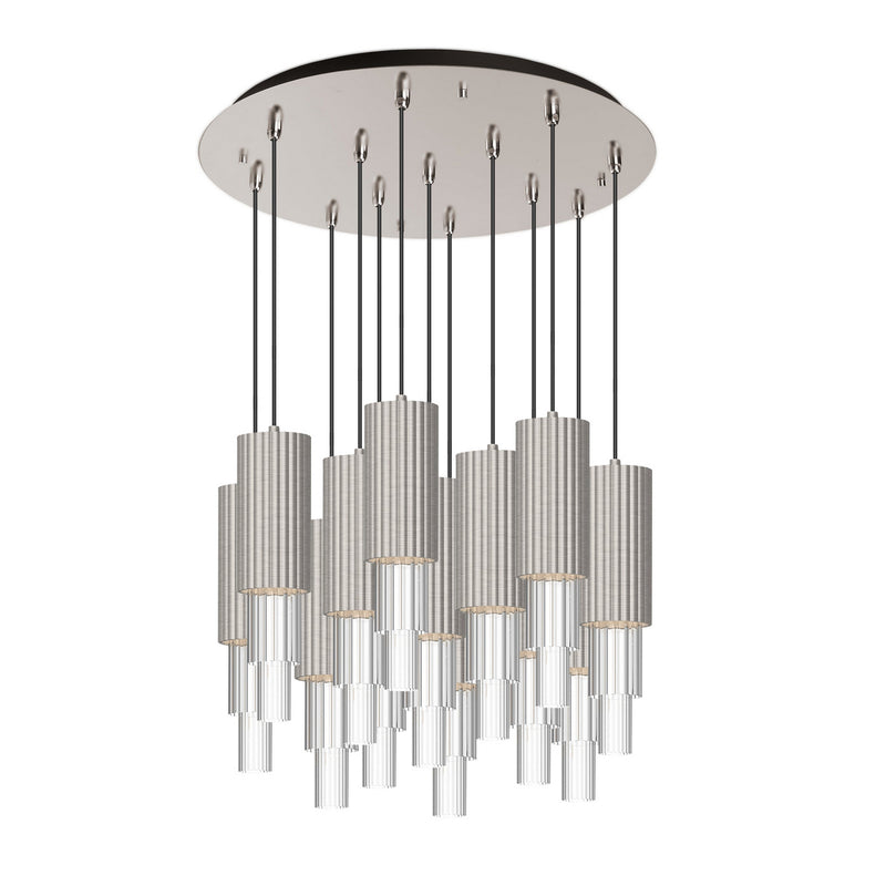 Alora MP502204BNCR-13 LED Pendant, Brushed Nickel/Clear Ribbed Glass