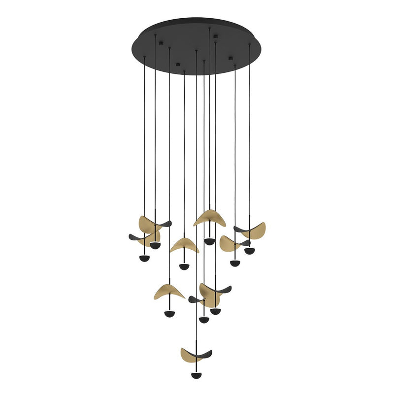 Eglo USA 390339A LED Pendant, Black & Gold Leaf
