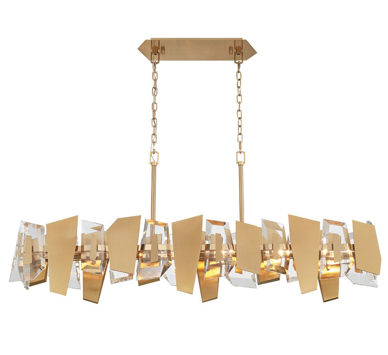 Lib & Co. 12214-037 Six Light Linear Chandelier, Brushed brass