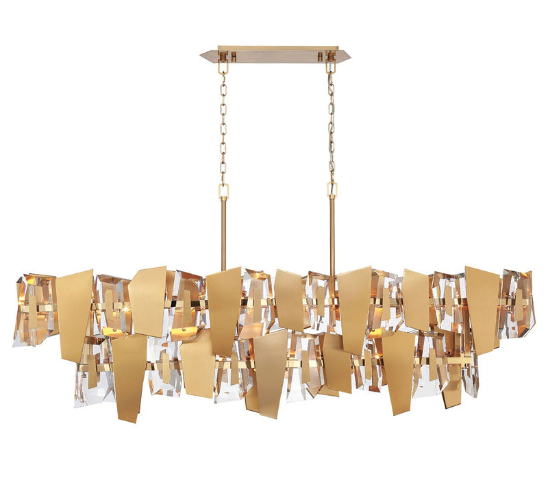 Lib & Co. 12404-037 14 Light Linear Chandelier, Brushed brass