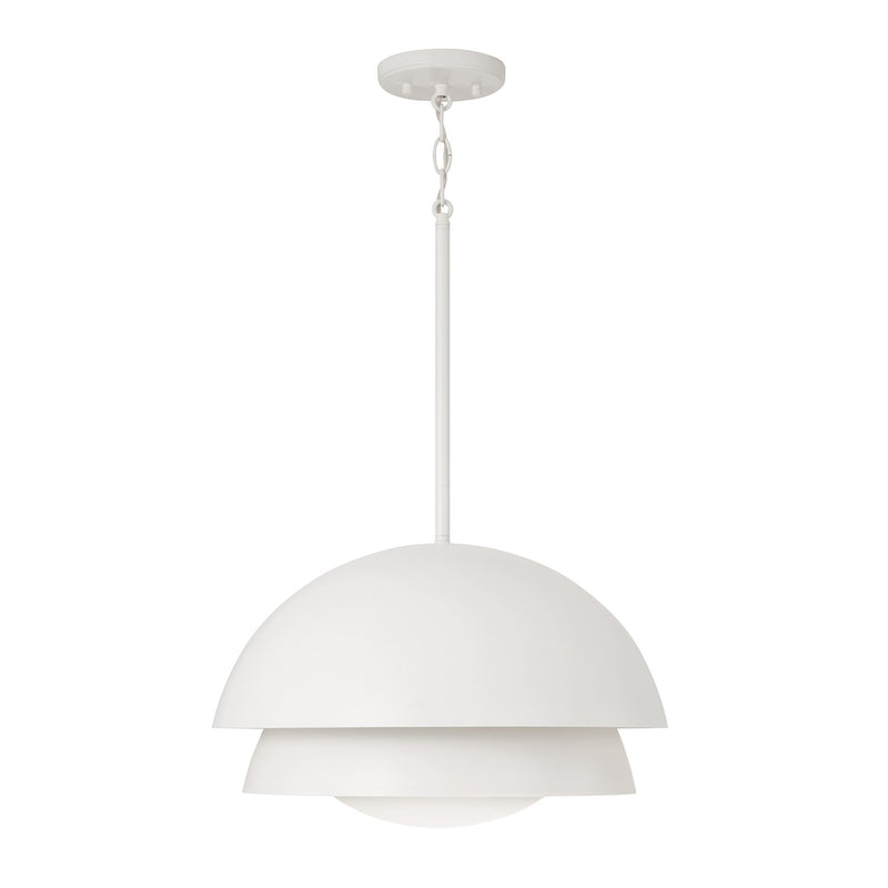 Capital Lighting 359211WE One Light Pendant, Matte White
