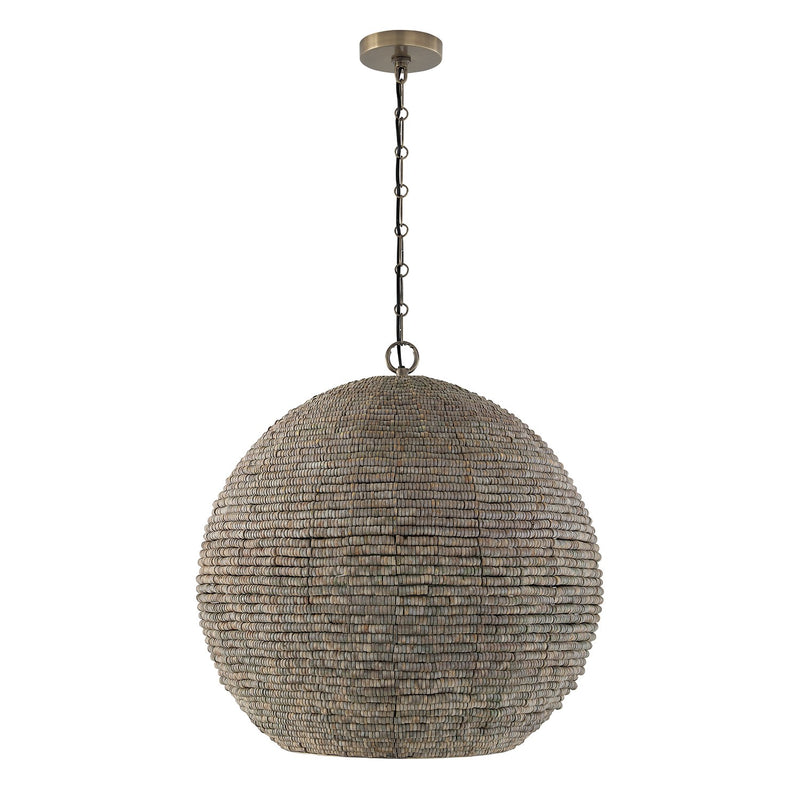 Capital Lighting 359711AGD One Light Pendant, Aegean Grey and Dark Brass