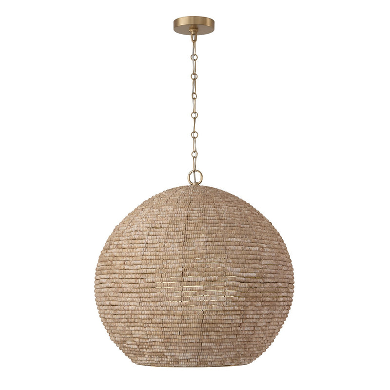 Capital Lighting 359711LFB One Light Pendant, Light Fawn and Matte Brass
