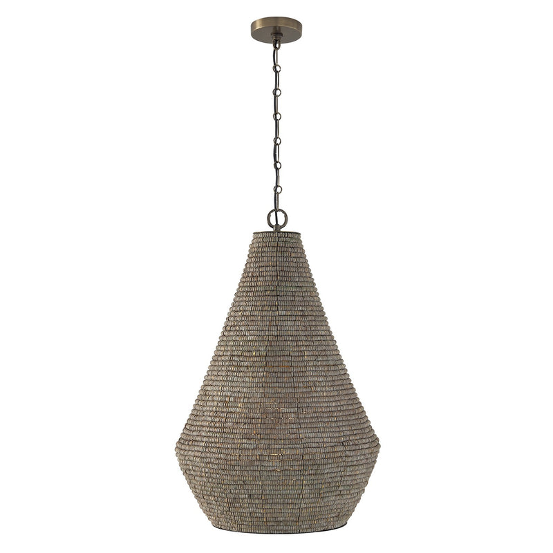 Capital Lighting 359712AGD One Light Pendant, Aegean Grey and Dark Brass