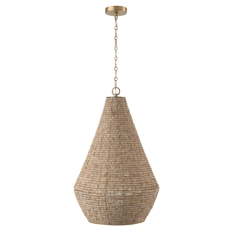 Capital Lighting 359712LFB One Light Pendant, Light Fawn and Matte Brass