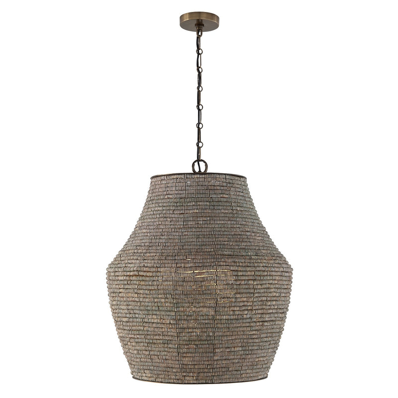 Capital Lighting 359713AGD One Light Pendant, Aegean Grey and Dark Brass