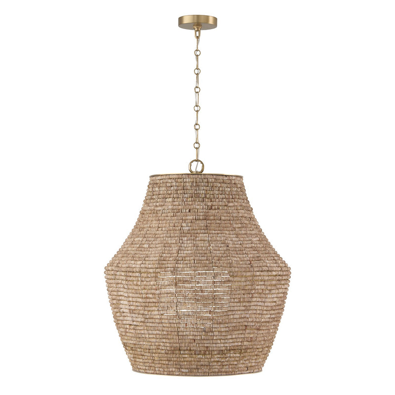 Capital Lighting 359713LFB One Light Pendant, Light Fawn and Matte Brass