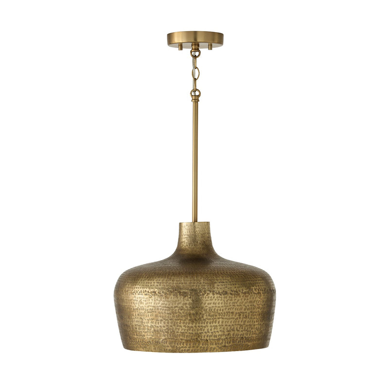 Capital Lighting 360311THB One Light Pendant, Tibetan Hammered Brass