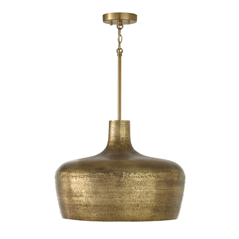 Capital Lighting 360312THB One Light Pendant, Tibetan Hammered Brass