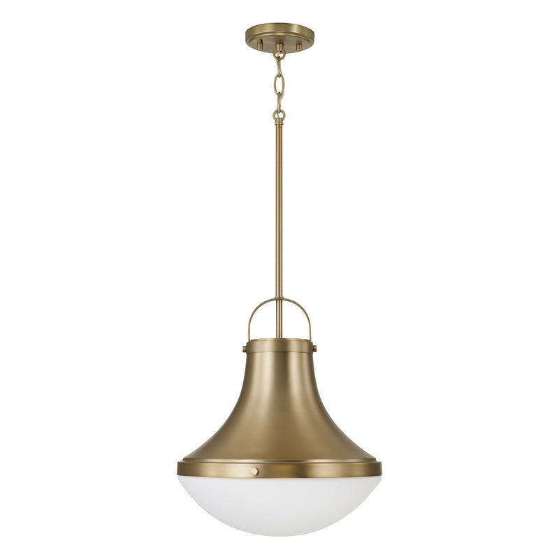 Capital Lighting 361411AD One Light Pendant, Aged Brass