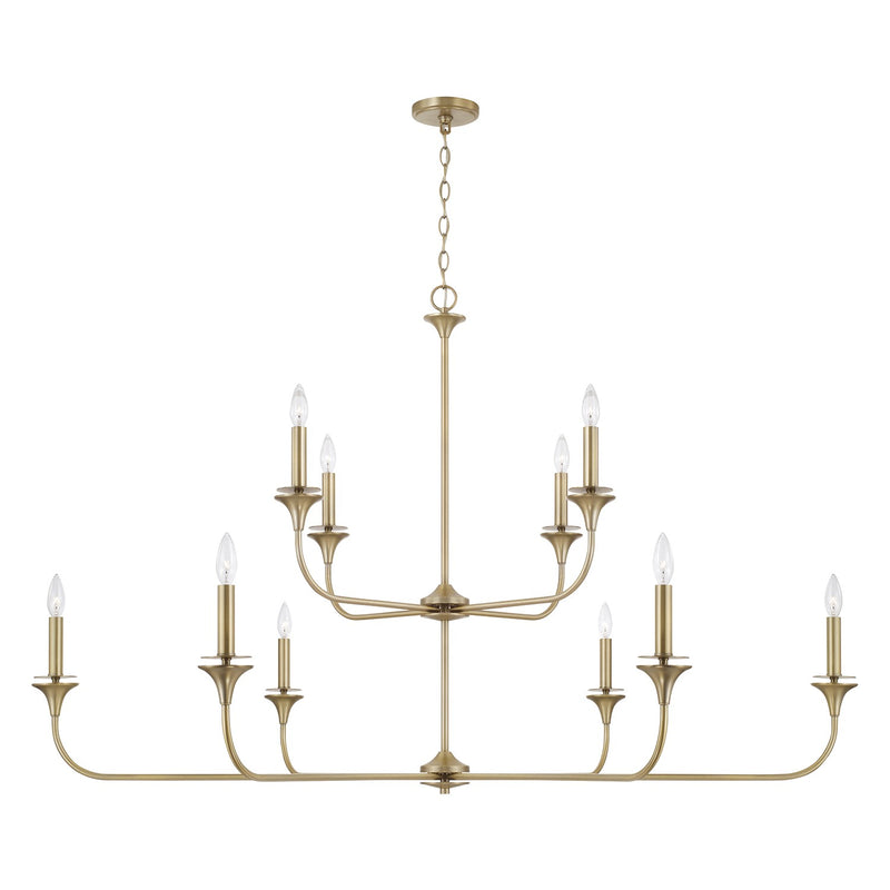 Capital Lighting 448901AD Ten Light Chandelier, Aged Brass