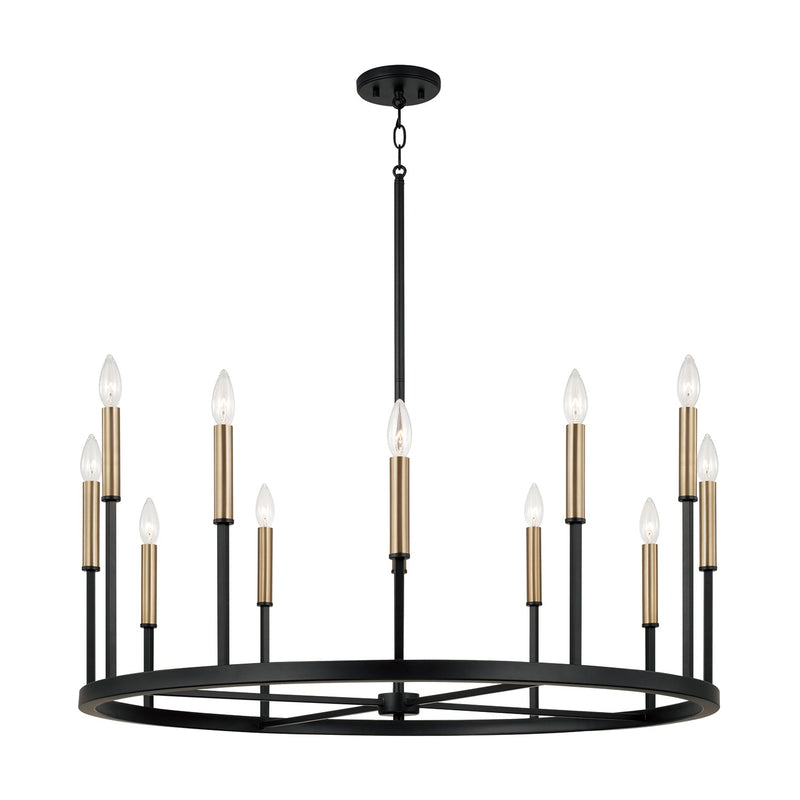 Capital Lighting 458301ER 12 Light Chandelier, Espresso and Brass