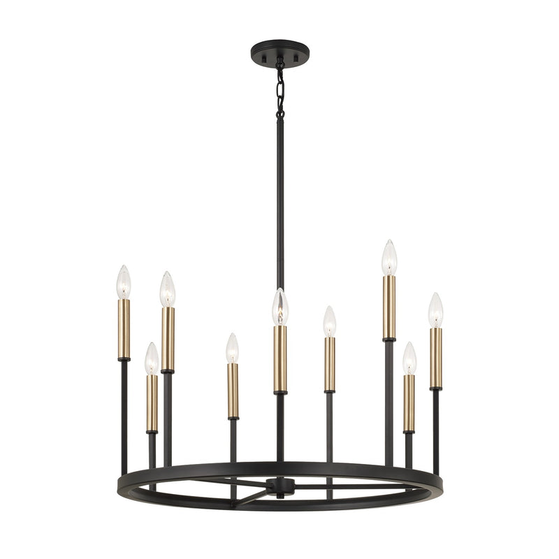 Capital Lighting 458381ER Nine Light Chandelier, Espresso and Brass