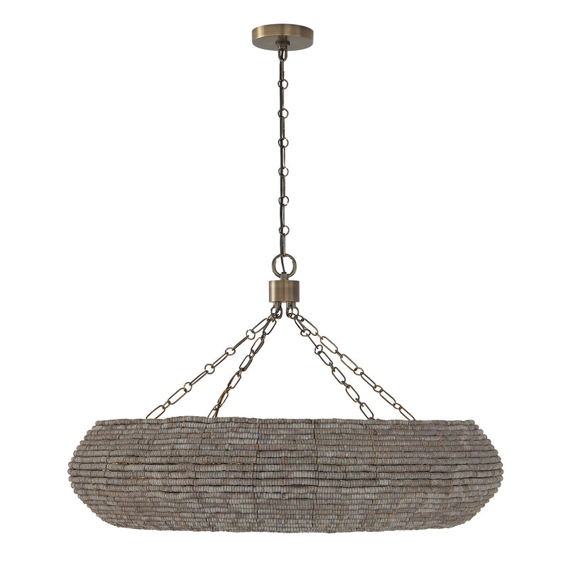 Capital Lighting 459781AGD Eight Light Chandelier, Aegean Grey and Dark Brass