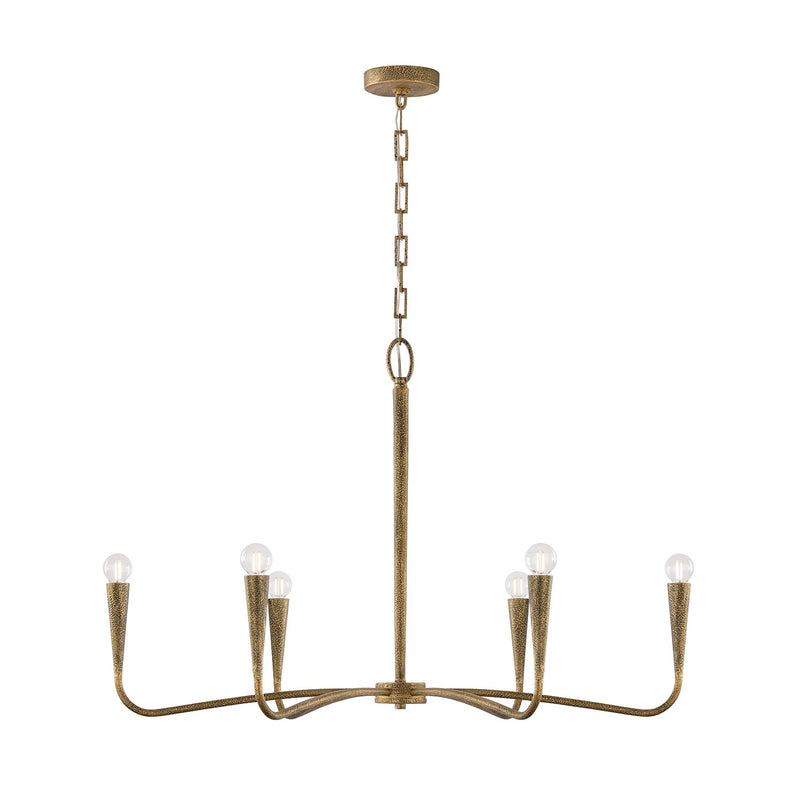 Capital Lighting 459861ARG Six Light Chandelier, Artisan Gold