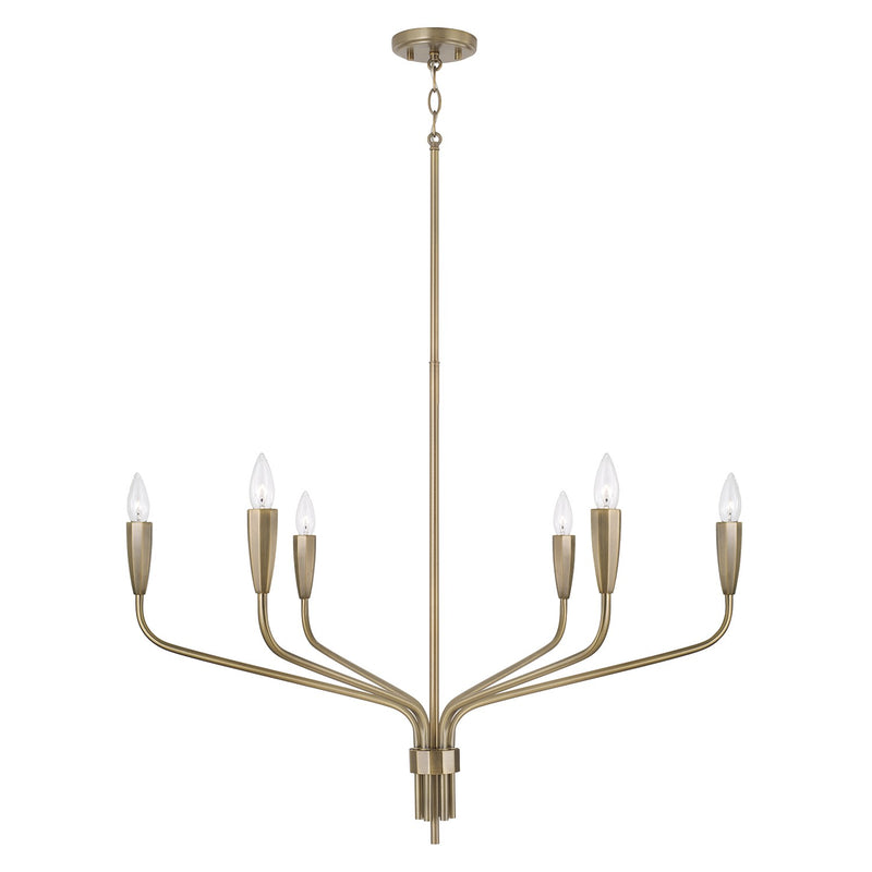 Capital Lighting 460461ANB Six Light Chandelier, Antiqued Brass