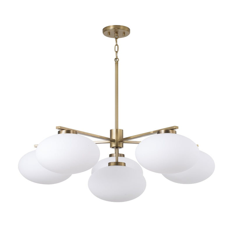 Capital Lighting 460561AD Six Light Chandelier, Aged Brass
