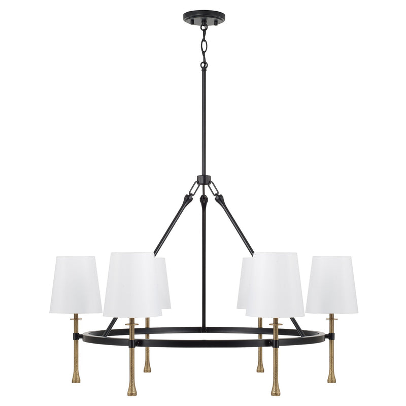 Capital Lighting 460761MBG-717 Six Light Chandelier, Matte Black with Hammered Gold
