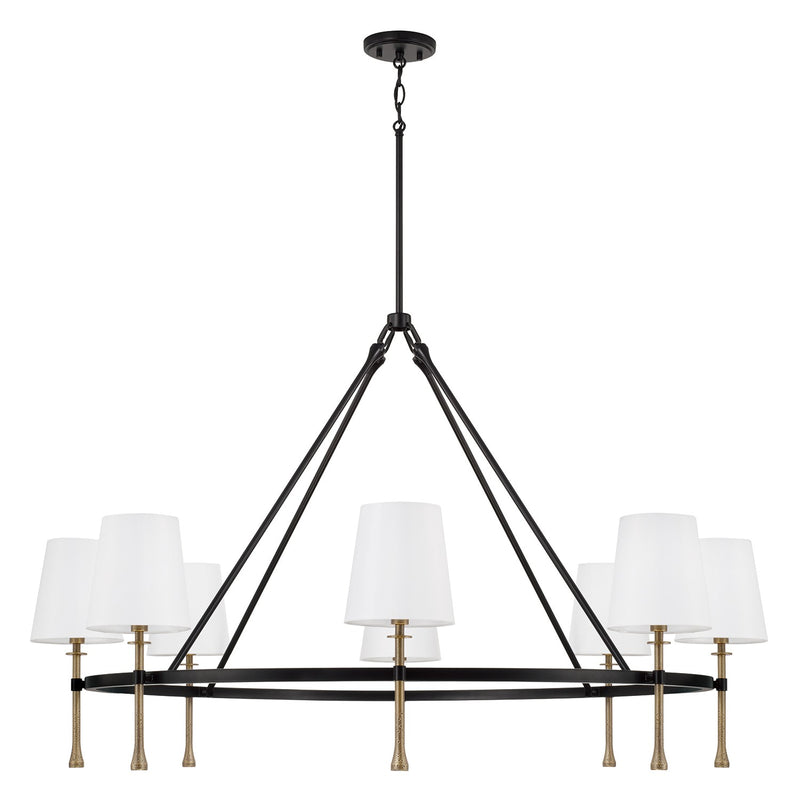 Capital Lighting 460781MBG-717 Eight Light Chandelier, Matte Black with Hammered Gold