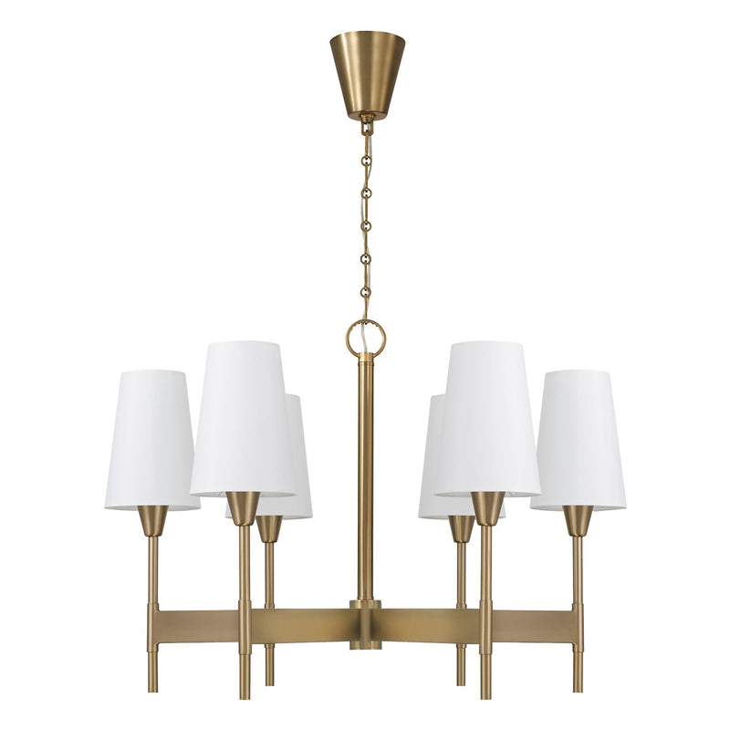 Capital Lighting 460861AD-718 Six Light Chandelier, Aged Brass