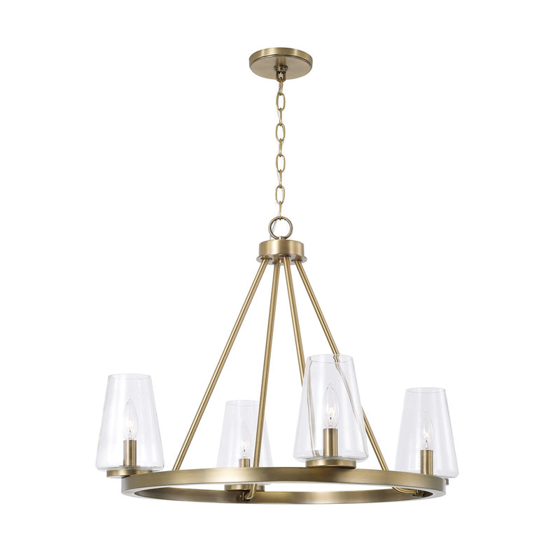 Capital Lighting 461941AD-662 Four Light Chandelier, Aged Brass