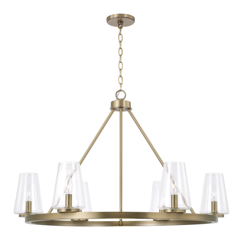 Capital Lighting 461961AD-662 Six Light Chandelier, Aged Brass