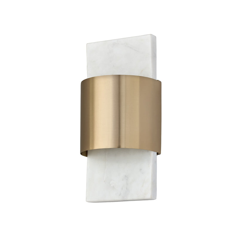 Capital Lighting 660111WMB LED Wall Sconce, White Marble and Matte Brass