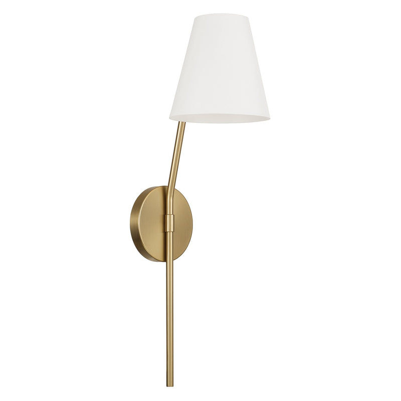 Capital Lighting 660611AW One Light Wall Sconce, Aged Brass and White