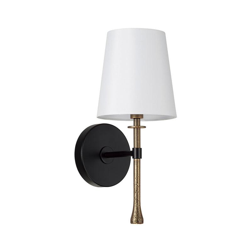 Capital Lighting 660711MBG-717 One Light Wall Sconce, Matte Black with Hammered Gold