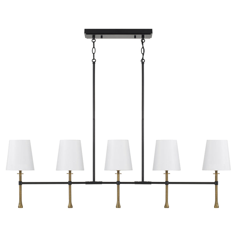 Capital Lighting 860751MBG-717 Five Light Island Pendant, Matte Black with Hammered Gold