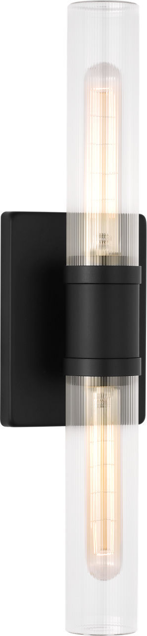 Visual Comfort Studio 4565002CF-112 Two Light Vanity, Midnight Black/Midnight Black
