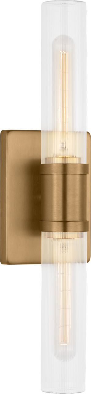 Visual Comfort Studio 4565002CF-848 Two Light Vanity, Satin Brass/Satin Brass