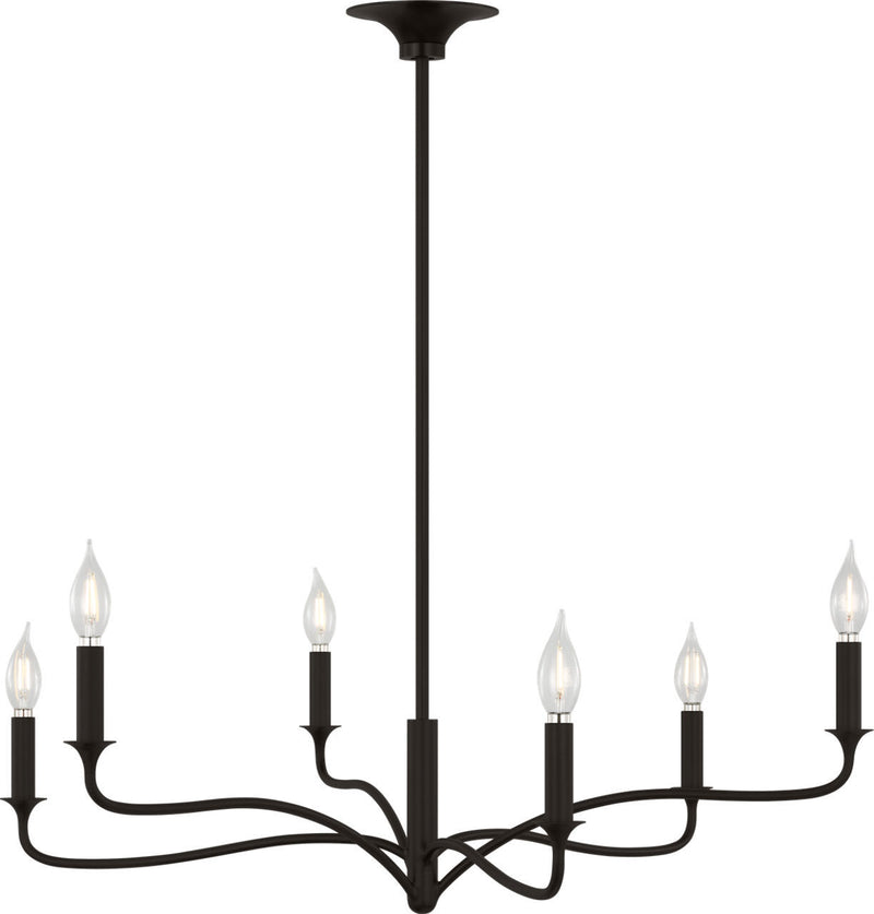 Visual Comfort Studio AC1226AI Six Light Chandelier, Aged Iroged Iron