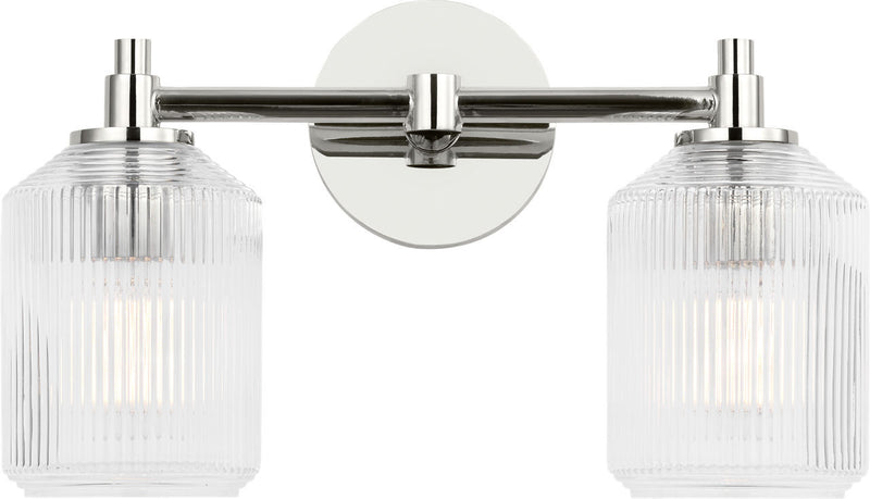 Visual Comfort Studio CV1092PN Two Light Bath, Polished Nickel/Polished Nickel