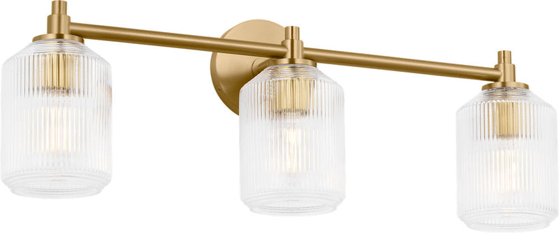 Visual Comfort Studio CV1093BBS Three Light Bath, Burnished Brass/Burnished Brass