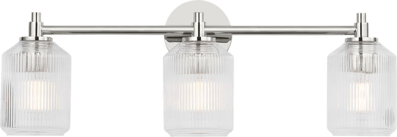 Visual Comfort Studio CV1093PN Three Light Bath, Polished Nickel/Polished Nickel