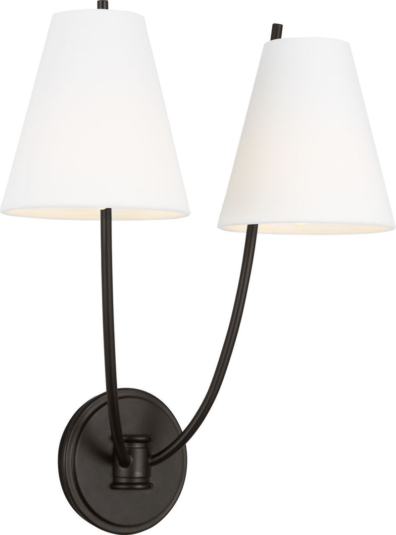 Visual Comfort Studio CW1422AI Two Light Wall Sconce, Aged Iroged Iron