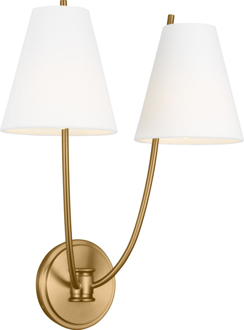 Visual Comfort Studio CW1422BBS Two Light Wall Sconce, Burnished Brass/Burnished Brass