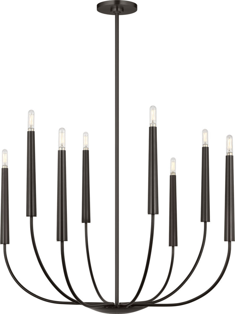 Visual Comfort Studio EC1198AI Eight Light Chandelier, Aged Iroged Iron