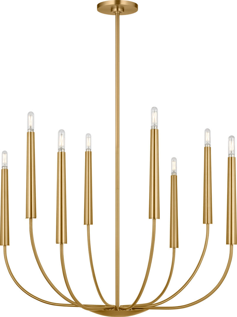 Visual Comfort Studio EC1198BBS Eight Light Chandelier, Burnished Brass/Burnished Brass