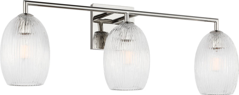 Visual Comfort Studio HV1003PN Three Light Bath, Polished Nickel/Polished Nickel