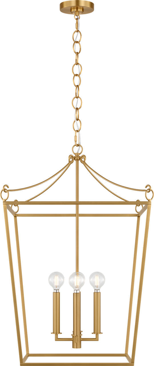 Visual Comfort Studio KSC1174BBS Four Light Lantern, Burnished Brass/Burnished Brass