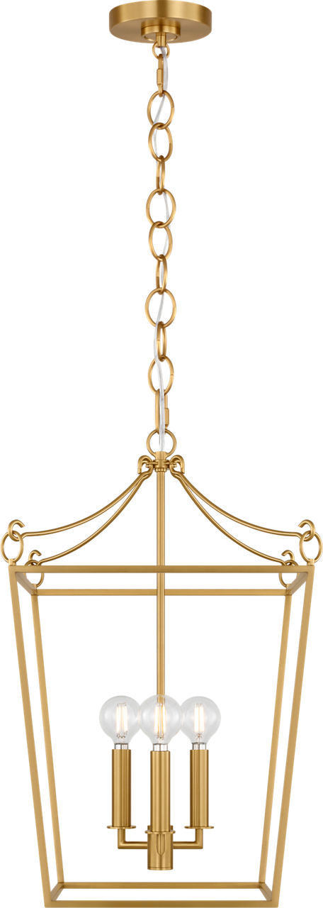 Visual Comfort Studio KSC1183BBS Three Light Lantern, Burnished Brass/Burnished Brass