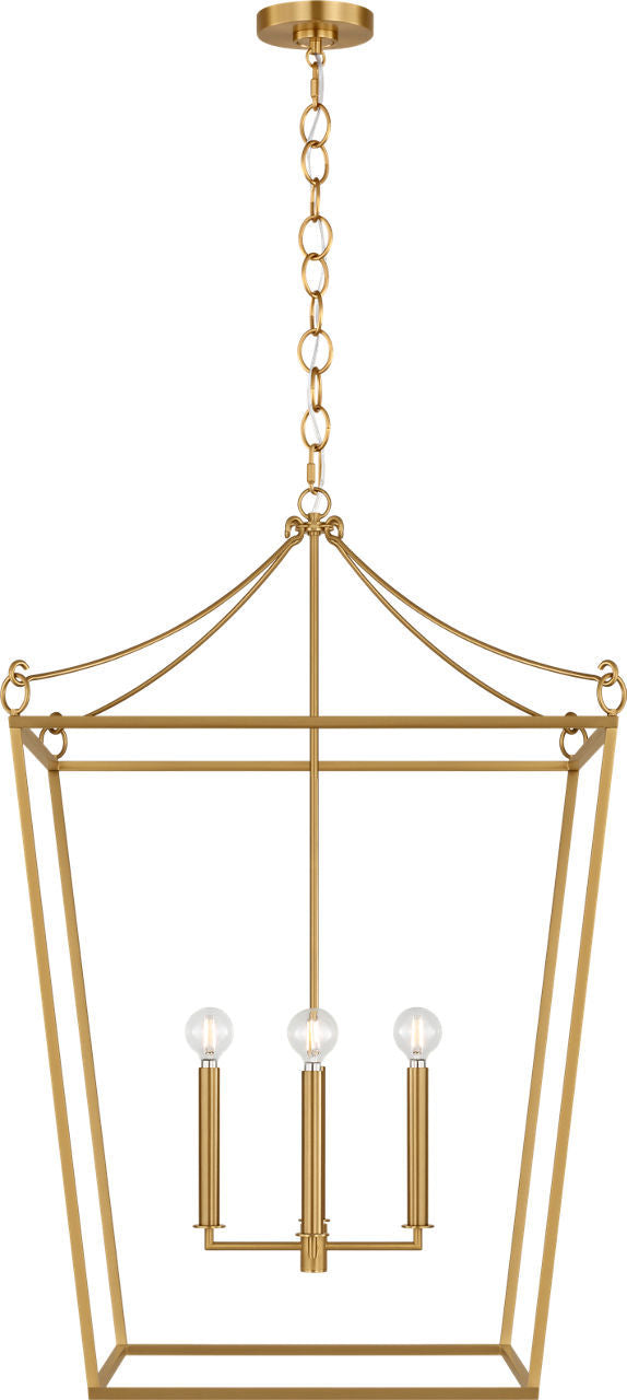 Visual Comfort Studio KSC1204BBS Four Light Lantern, Burnished Brass/Burnished Brass
