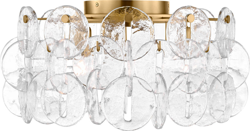 Visual Comfort Studio KSF1113BBS Three Light Flush Mount, Burnished Brass/Burnished Brass