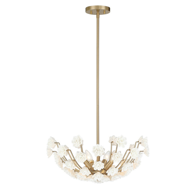 Savoy House 1-2500-4-127 Four Light Chandelier, Noble Brass