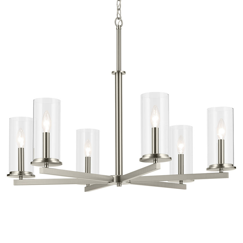 Kichler 44013NI Six Light Chandelier, Brushed Nickel